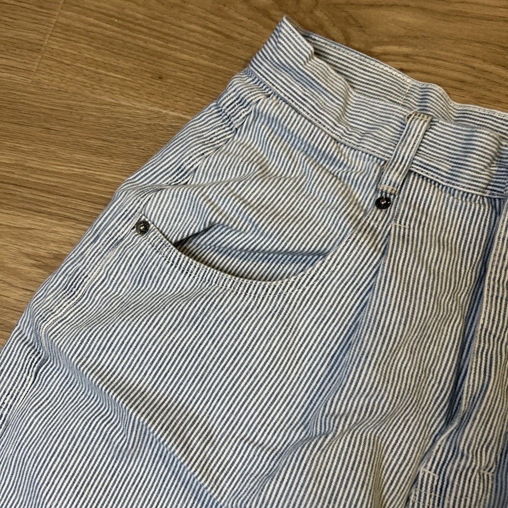 Britannia Women's Jeans *Vintage  Size 14 Pinstripe Railroad Mom Pant Hong Kong - Picture 7 of 16